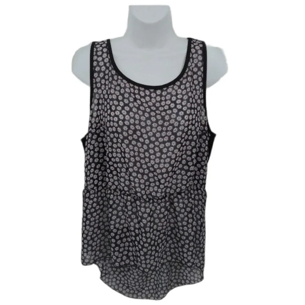 Smart Set Semi-Sheer High-Low Sleeveless Blouse, M